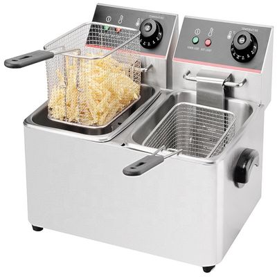 220V Spannung Doppeltank Elektrische Tieffriture für Pommes
