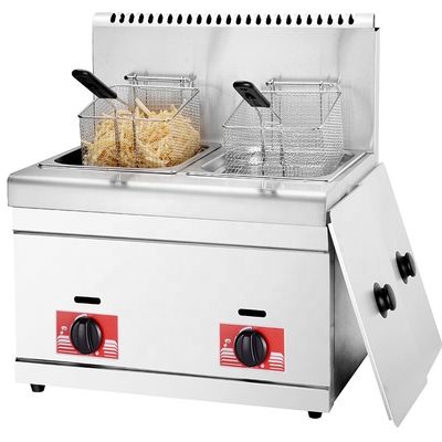 550x470x515 mm Gewerbliche Chips 2-Korb Gas-Tiefbrater für Verpackungsgröße