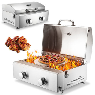 550*320mm Grillgröße Doppelbrenner Gas-Pizzoofen für Bäckerei und Zubereitung von Lebensmitteln