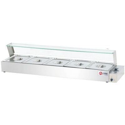 Hotel Buffet Nahrungsmittel Ausrüstung Edelstahl Glas Deckel Elektrische Bain Marie für Nahrung