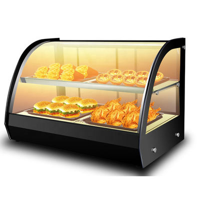 1200x530x580mm Schwarz gekrümmtes Glas Lebensmittel Anzeige Wärmer für heiße Lebensmittel Heizungsvitrine