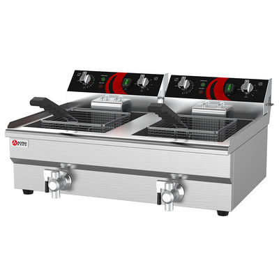12L Doppeltank-Elektro-Frittiermaschine Tieffrittiertopf mit Korbgröße 210*220*120mm
