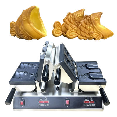 Doppel-Waffelmacher Eismaschine mit offenem Mund Fischform und Timer 0-10 Minuten
