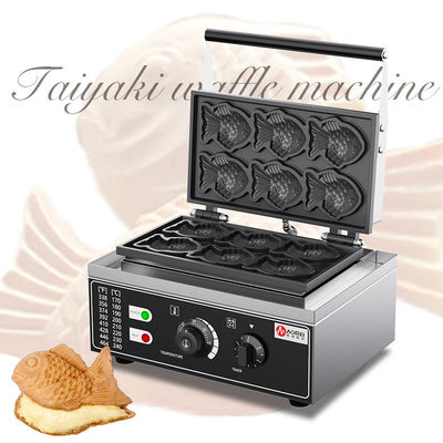 Elektrische Mini-Fisch Taiyaki Maker Edelstahl 6 Fische Waffelfasche