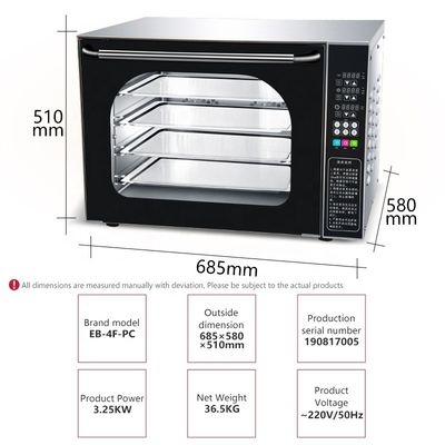 Edelstahl-Digitalglas-Konvektionsofen für die Bäckerei-Brotproduktion