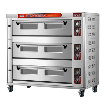 Mehrfunktions 3-Deck 9 Trays Gas-Pizza-Ofen für die kommerzielle Backerei von Weizenprodukten
