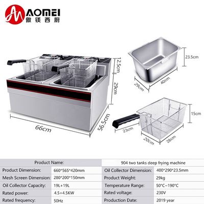 660x565x420mm Langlebige Edelstahl-Elektrische Chips Tiefbrühe Maschine mit dickem Korb