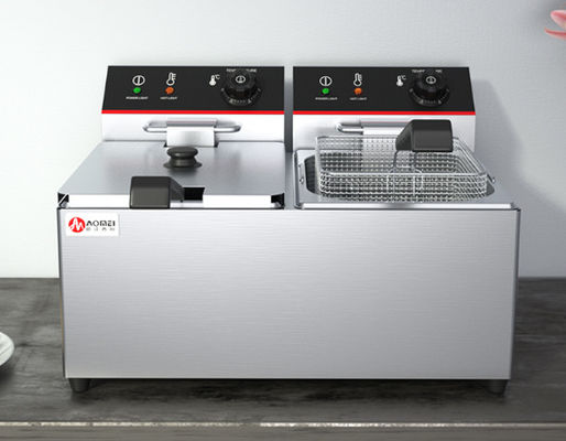Kommerzielle elektrische Bratmaschine mit 6L*2 Fassungsvermögen 2 Behälter und 2 Körbe aus Edelstahl