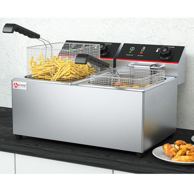 Kommerzielle elektrische Bratmaschine mit 6L*2 Fassungsvermögen 2 Behälter und 2 Körbe aus Edelstahl
