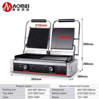 Elektrische Kontaktgrill-Nichtklebende Oberfläche und 1/2 Rillen für Kundenanforderungen