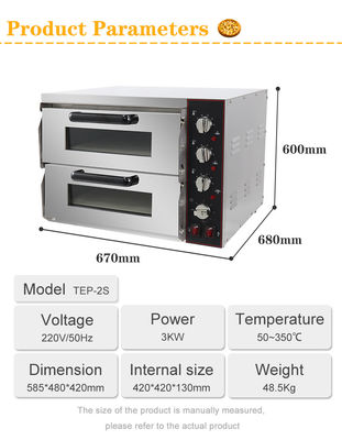 Doppelschicht-Bäckerei-Küche Ausrüstung Elektrischer Pizzaofen für gewerbliche Küche