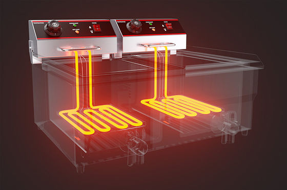 13L 13L Doppeltank 2 Korb Edelstahl Elektrische Tiefbraten für hohe Produktivität