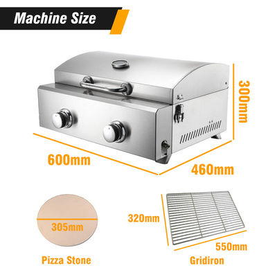 550*320mm Grillgröße Doppelbrenner Gas-Pizzoofen für Bäckerei und Zubereitung von Lebensmitteln