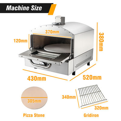 Grill Größe 340*320mm Gas-Pizza-Ofen für Camping Gartenparty Bäcken köstliche Pizzen