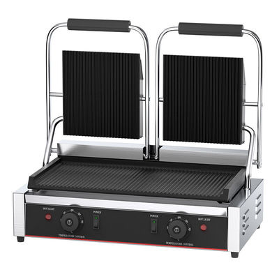 565x370x190mm Elektrische Kontaktgrill Heißes Grillgeschirr mit allen Rillen Doppelgeschirr Panini Grill