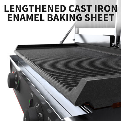 565x370x190mm Elektrische Kontaktgrill Heißes Grillgeschirr mit allen Rillen Doppelgeschirr Panini Grill