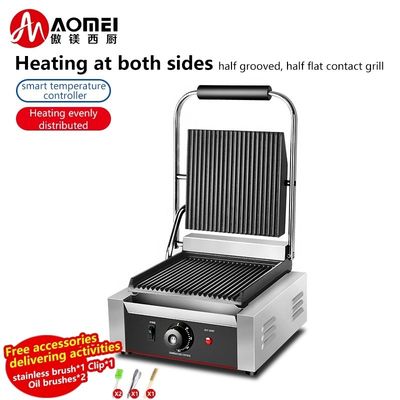 Kommerzielle elektrische Panini-Grillmaschine mit klebstofffreier Kochfläche und Sandwichplatten