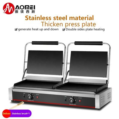 Full Flat 2in1 Doppelplatte Panini Sandwich Press Elektrische Kontaktgrill für gewerbliche