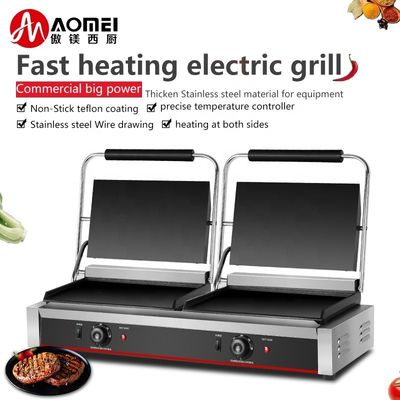 Full Flat 2in1 Doppelplatte Panini Sandwich Press Elektrische Kontaktgrill für gewerbliche