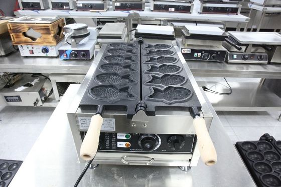 220V automatischer elektrischer Fisch-förmiger Taiyaki-Waffelfabrik mit 6 Waffelfilmen