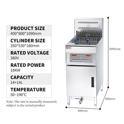 FEF-101 Industrieller elektrischer Tiefbrater aus Edelstahl mit Computer und Ölfilter