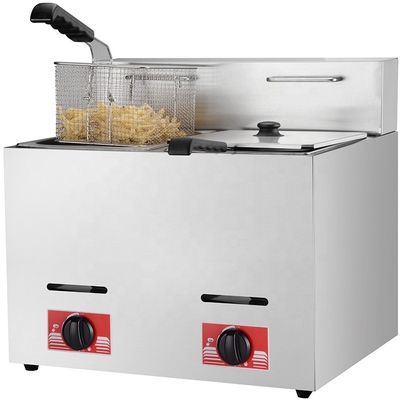 Gasbetriebener 6L 6L kommerzieller Edelstahl 2 Tanks Lpg Tiefbrater für schnelles Kochen