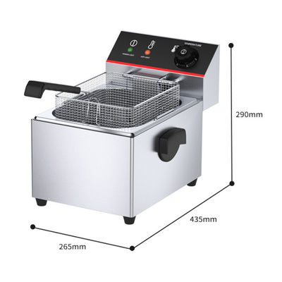 Kommerzieller 6 kg schwerer elektrischer Tiefbrater mit Temperaturkontrolle und extra dickem Edelstahl