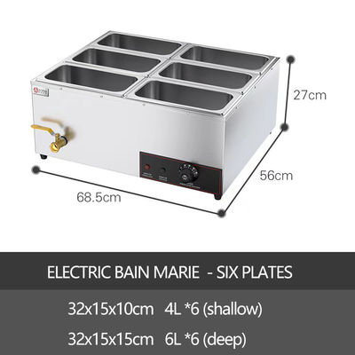 6 Panen elektrischer Bad Marie Buffet-Wärmer für die Lebensmittelindustrie