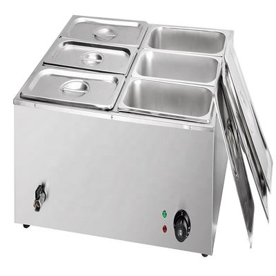 1500 Watt elektrischer Lebensmittelwärmer Bain Marie mit 6 Tanks und Verpackung Größe 730*630*280mm