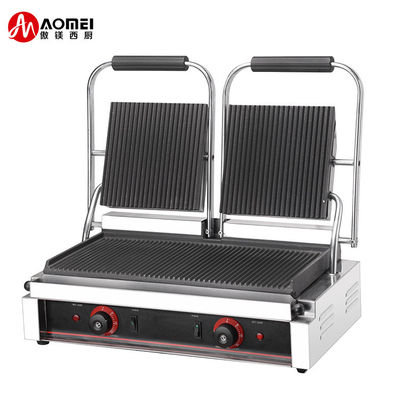 3600W kommerzielle Tischplatte Kontakt Grill Sandwich Press Panini Grill in schwarzem Silber