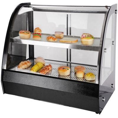 47 kg Bruttogewicht kommerzielles geschwungenes Glas Lebensmittelwärmer Display