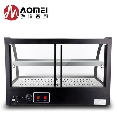 1200x530x580mm Schwarz gekrümmtes Glas Lebensmittel Anzeige Wärmer für heiße Lebensmittel Heizungsvitrine