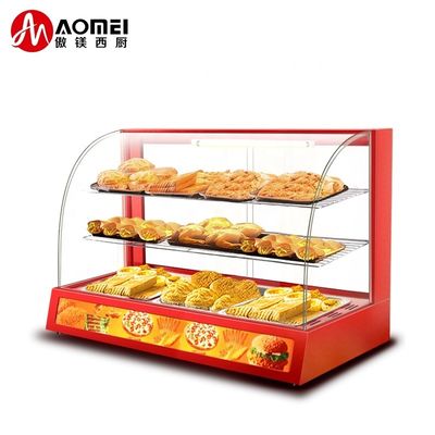 1200x530x580mm Schwarz gekrümmtes Glas Lebensmittel Anzeige Wärmer für heiße Lebensmittel Heizungsvitrine
