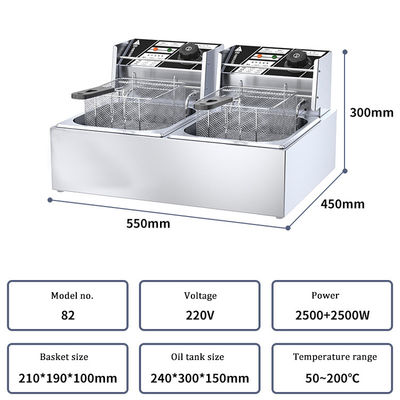 Hot Dog Fast Food 12L Fritter mit 2,5 2,5KW Stromquelle und 2 Körben