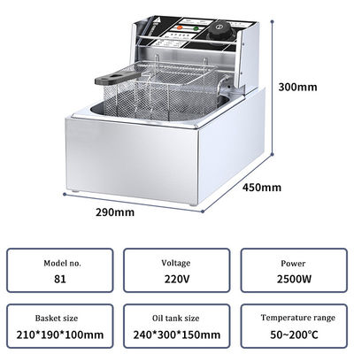 Hot Dog Fast Food 12L Fritter mit 2,5 2,5KW Stromquelle und 2 Körben