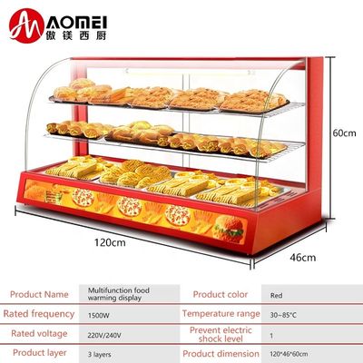 Professionelle elektrische Rotglas-Lebensmittelwärmer-Anzeige-Vitrine mit gehärtetem Glas