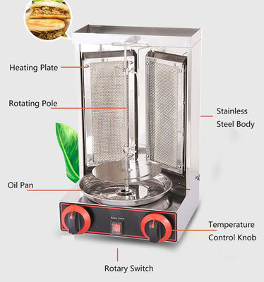 Gas Shawarma Grillmaschine aus Edelstahl für automatisch rotierende Doner Kebab Hühner