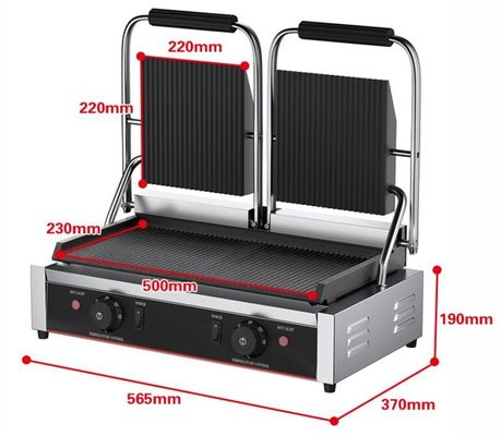Industrielle Doppelköpfe Elektrische Panini Kontakt Grill Sandwich Press mit privater Form