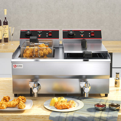 Doppeltank 13L 13L Elektrische Donut-Fryer Edelstahl-Tieftreibmaschine zum Braten von Lebensmitteln