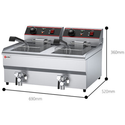 Doppeltank 13L 13L Elektrische Donut-Fryer Edelstahl-Tieftreibmaschine zum Braten von Lebensmitteln