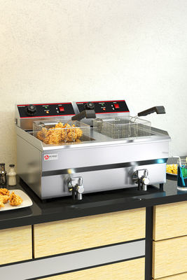 Doppeltank 13L 13L Elektrische Donut-Fryer Edelstahl-Tieftreibmaschine zum Braten von Lebensmitteln