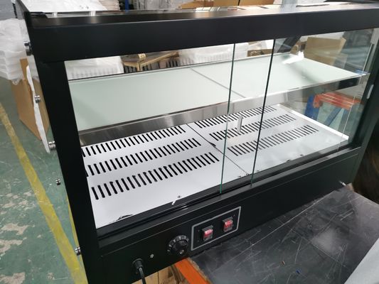 Gekrümmtes Glas Schaufenster Elektro-Industrie-Restaurant Snack-Shop 2 Schichten Heißes Essen Anzeige Wärmer