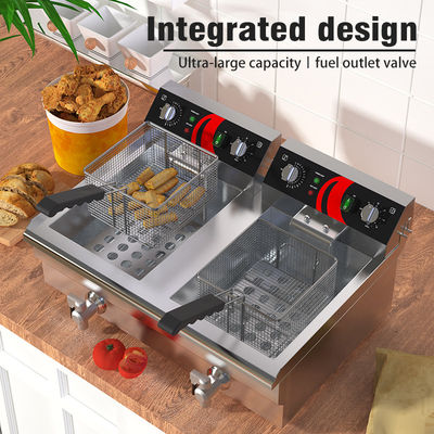 12L Doppeltank-Elektro-Frittiermaschine Tieffrittiertopf mit Korbgröße 210*220*120mm
