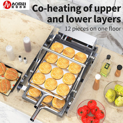 22 kg Kapazität 2 Schichten Hamburgerbrötchen Toaster Maschine mit Heizplatte Größe 440 * 320mm
