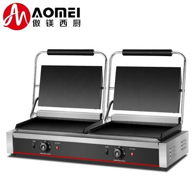 220V Edelstahl-Doppelplatten-Panini-Grill für Sandwich Hamburger Sandwich Press