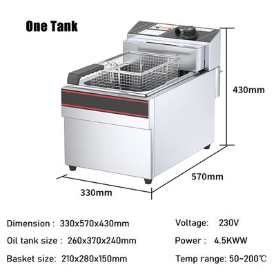 Edelstahl-Fryer 13 l Kapazität Temperaturbereich 50-200C für Hotel Restaurant