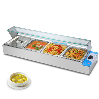 Restaurants Buffet Food Warmer Maschine 4 Pfannen 1170*350*305mm Edelstahl Tischplatte