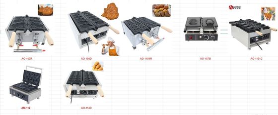 Kommerzielle Elektro-Eierwaffelmaschine ohne Stick mit Krabben- und Tierformen Karikatur 110/220 Spannung