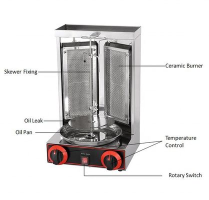 2 in 1 automatische rotierende Doner Kebab-Maschine für LPG 2800Pa 37x37.5x53.5cm Verpackungsgröße