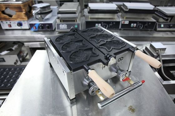 Maschine zum Herstellen von Taiyaki 6 PCS Fisch Taiyaki LPG-Fischwaffelmacher 470x380x210mm